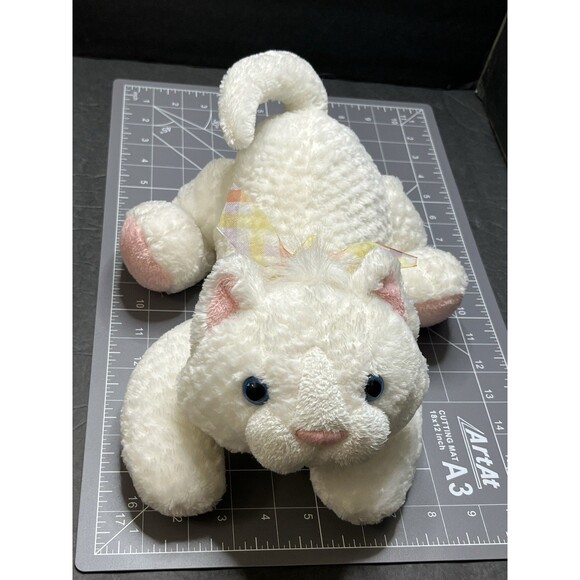 VTG Toys R Us Animal Alley White Bean Bottom Weighted White Kitty Cat BLUE EYES - Picture 1 of 9